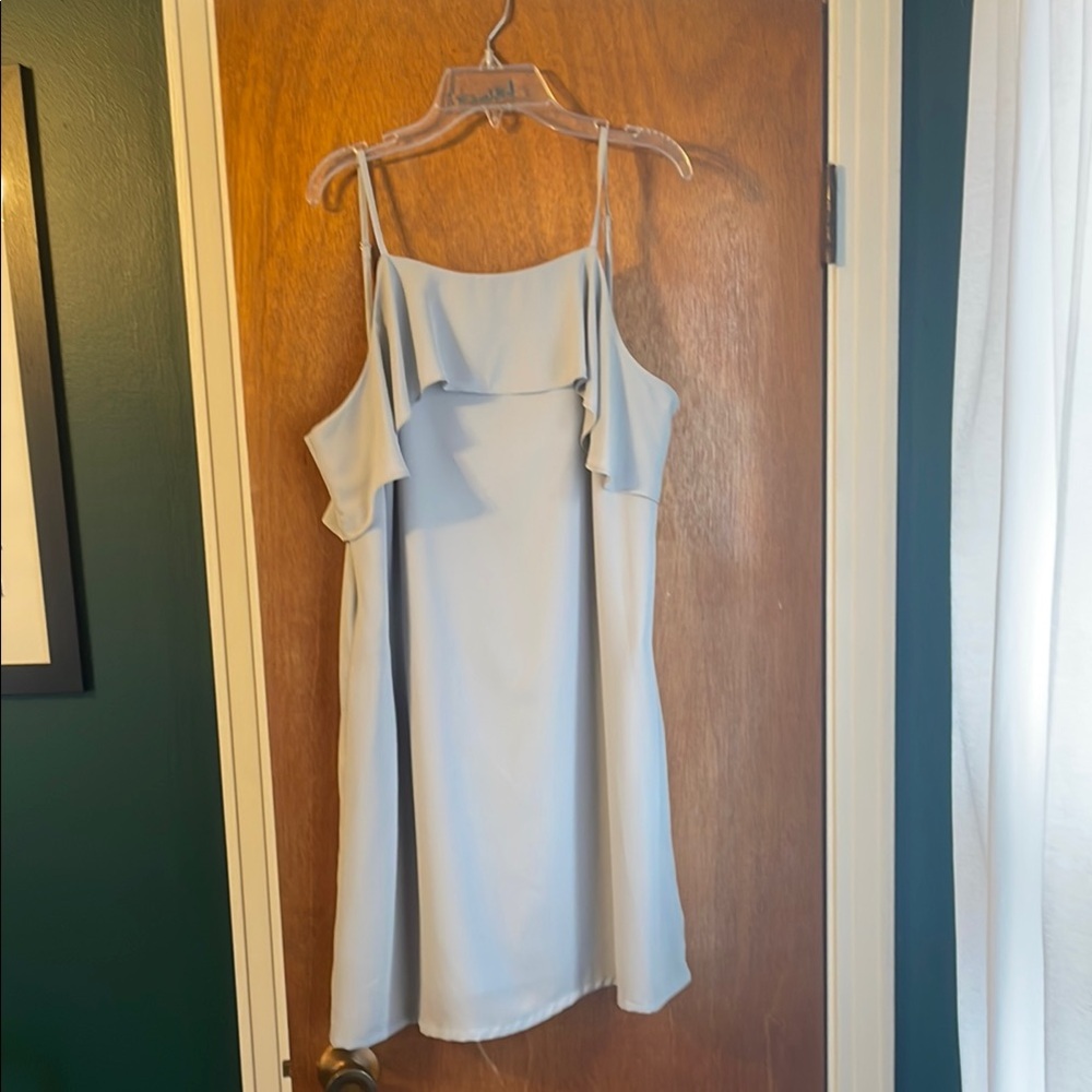 Joy Joy Blue Sleeveless Spaghetti Strap Mini Dress